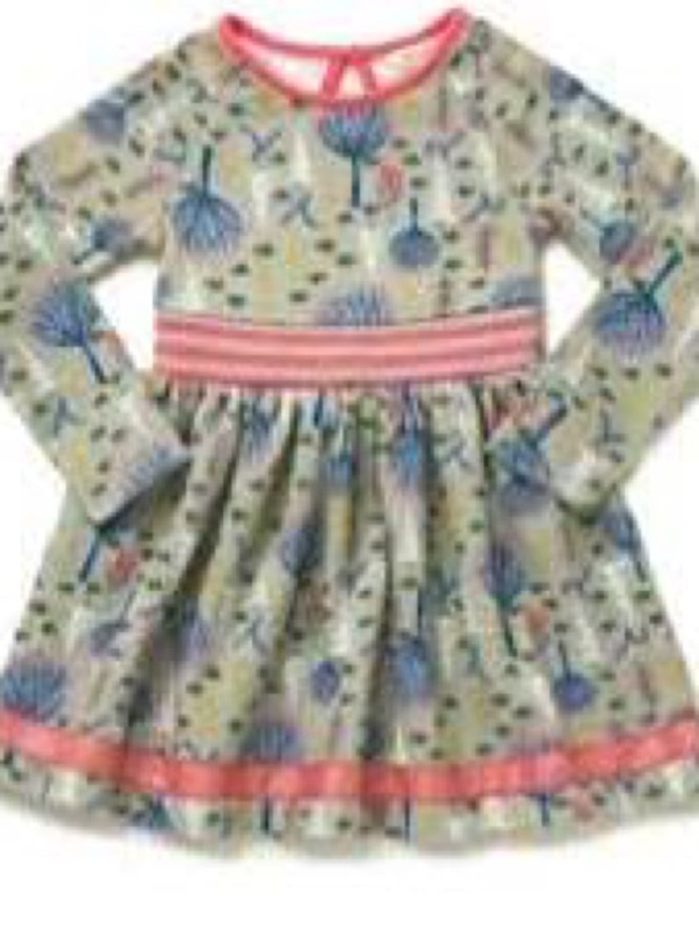 Matilda Jane Lavender Woodland Print Dress with Coral Trim - Terrycloth- Size 6
